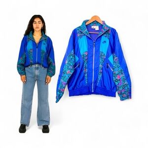 Vintage Nike Retro Windbreaker Jacket Purple Blue 80s 90s Colorblock Nylon